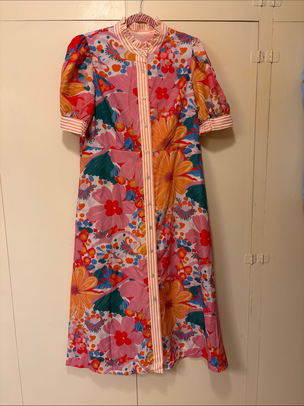 NWOT Pink Floral Button-Front Dress